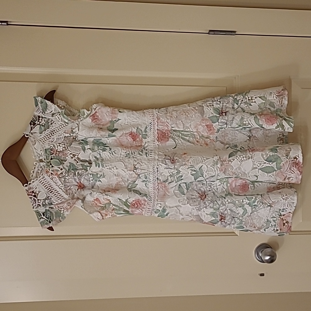 Women's Floral Print Lace Dress